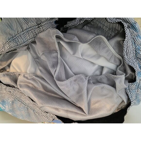 Burnside Mens Swim Trunks Size 3X Blue Striped Floral Lined Swimsuit Swim Shorts - Picture 9 of 11